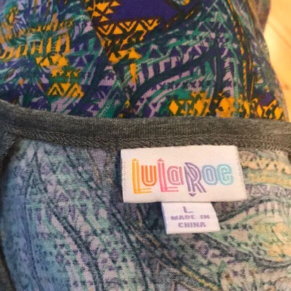 LuLaRoe Randy violet/orange/teal/gray top, large - Picture 4 of 4